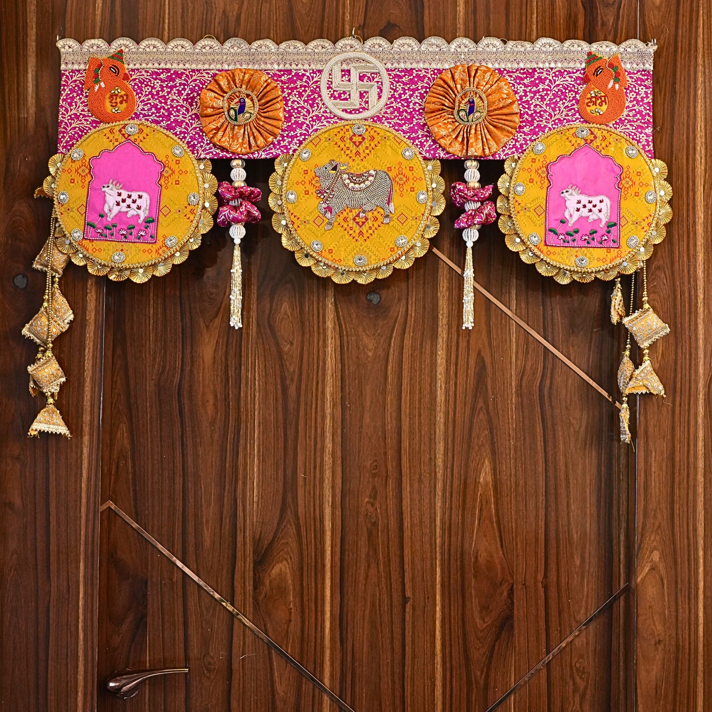 Kamdhenu Toran handcrafted on Banarasi Brocade Fabric