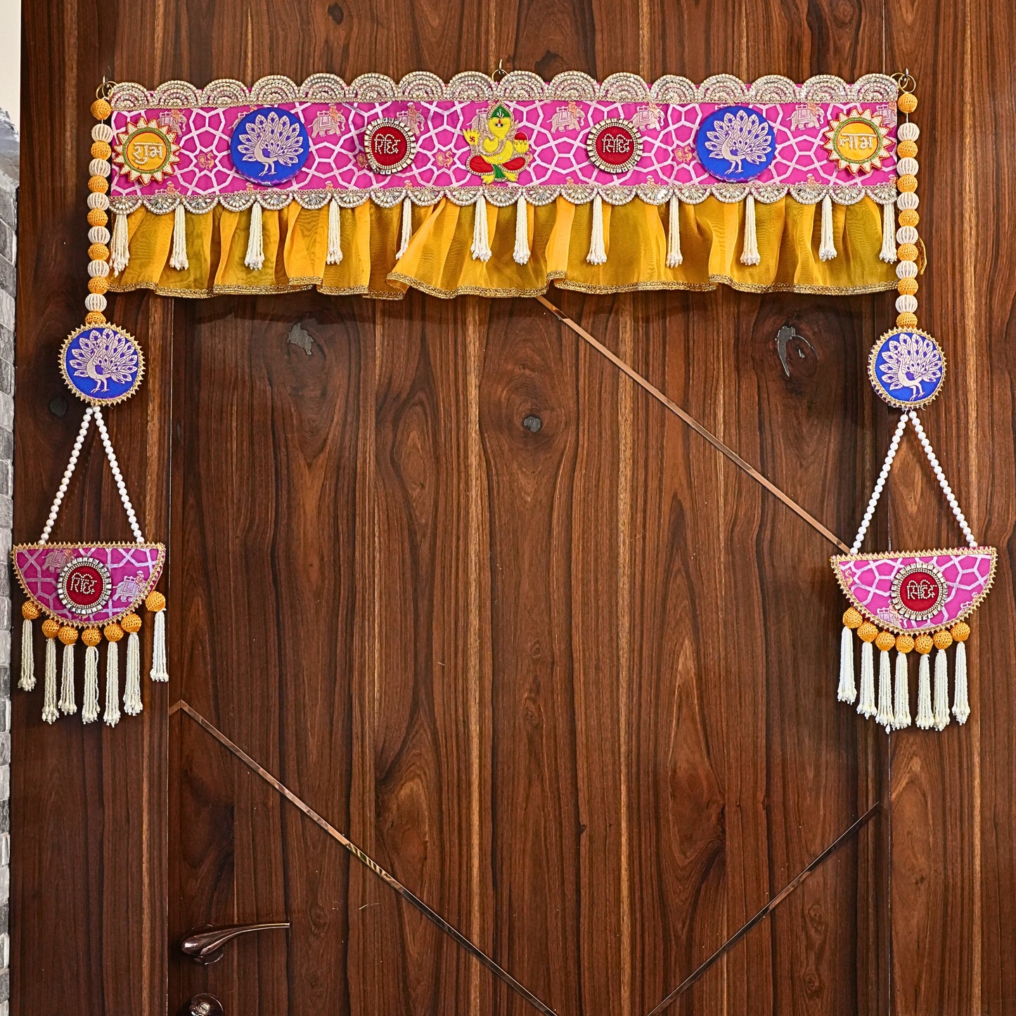 Siddhi Vinayak Door Hangings - Diwali Décor for Home on Handcrafted Banarasi Brocade - Set of 2