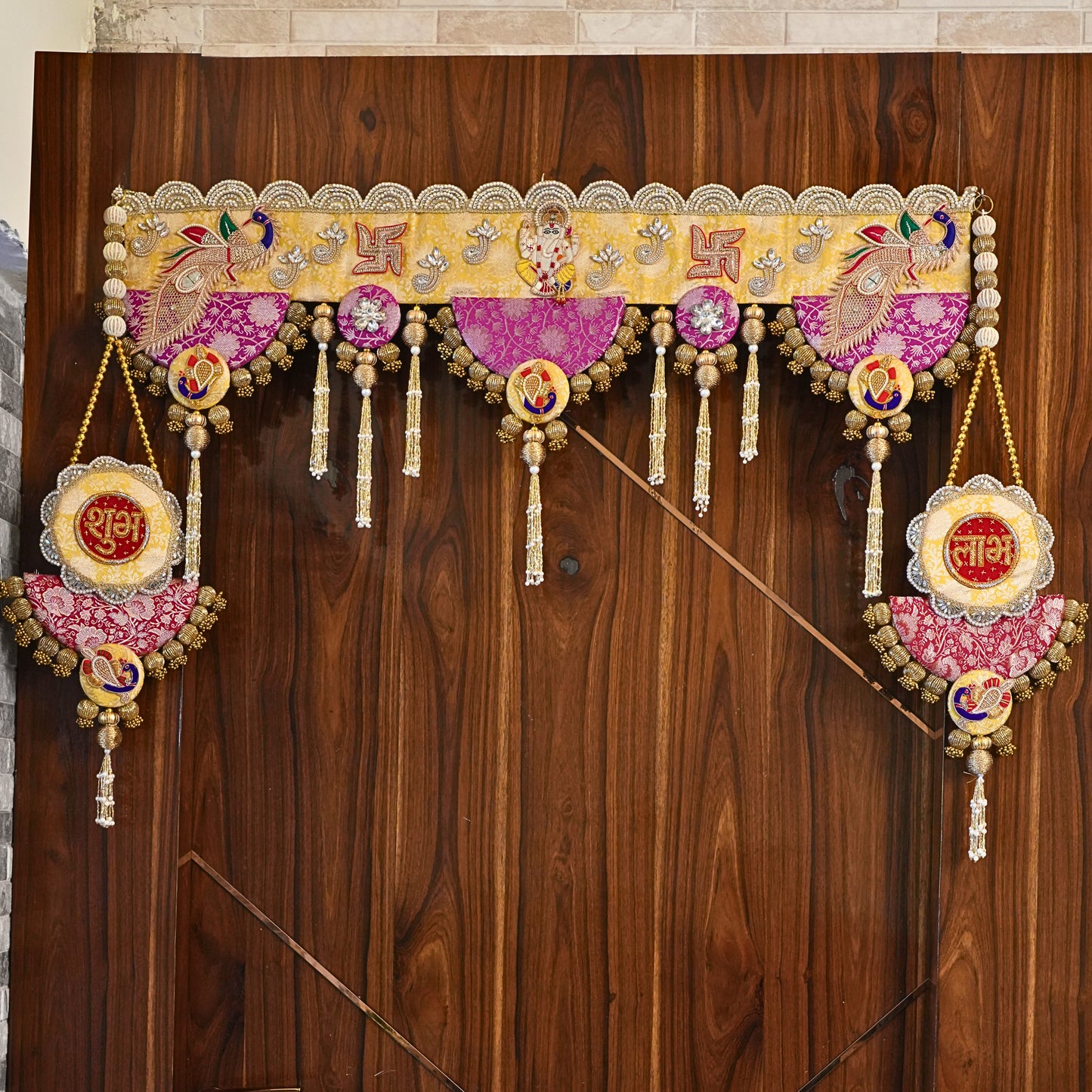 Chitrabarhana Door Hangings - Diwali Décor for Home on Handcrafted Banarasi Brocade - Set of 2