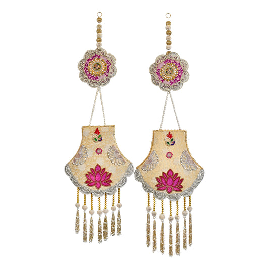 Raas Leela Door Hangings - Diwali Décor for Home on Handcrafted Banarasi Brocade - Set of 2