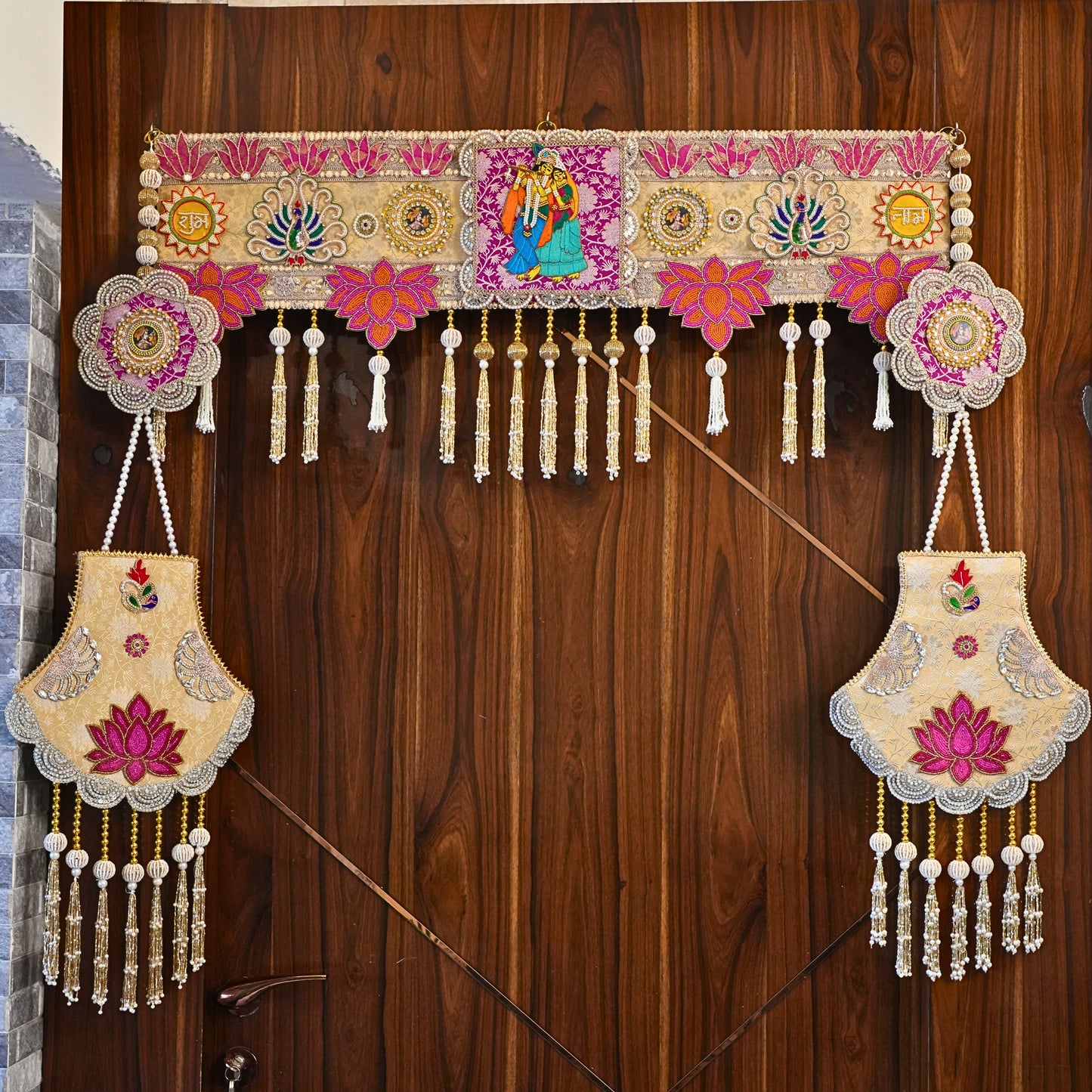 Raas Leela Door Hangings - Diwali Décor for Home on Handcrafted Banarasi Brocade - Set of 2