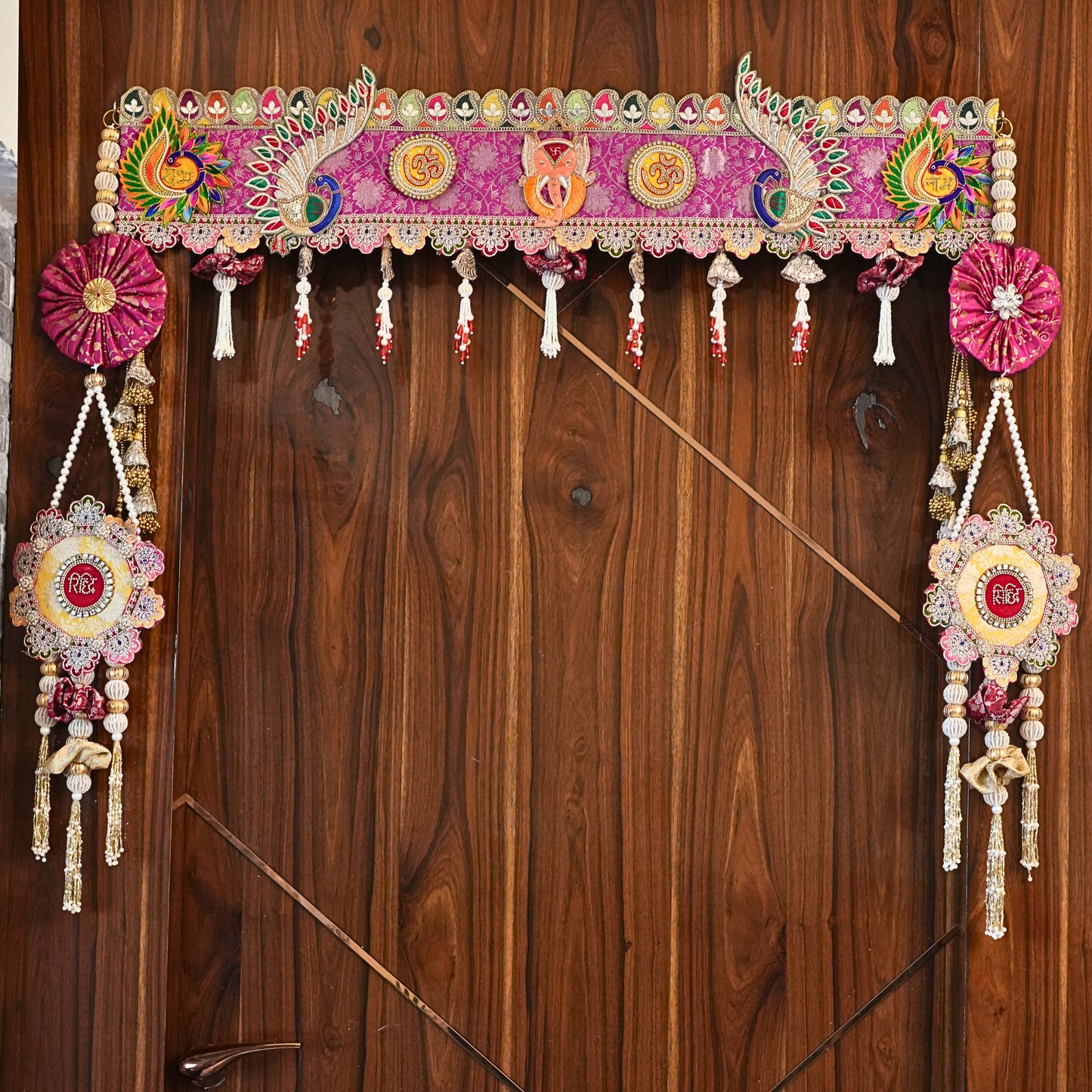 Mayuresvara Door Hangings - Diwali Décor for Home on Handcrafted Banarasi Brocade - Set of 2